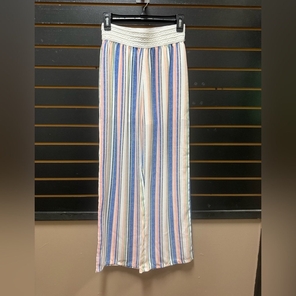 by & by Girl Striped Wide Leg Pants Smocked Waist XL 16